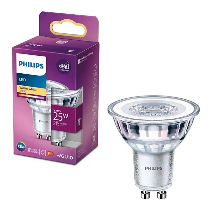 LED Spuldze Philips PAR16 GU10/2,7W/230V 2700K