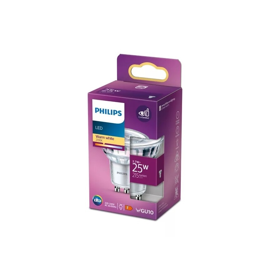 LED Spuldze Philips PAR16 GU10/2,7W/230V 2700K