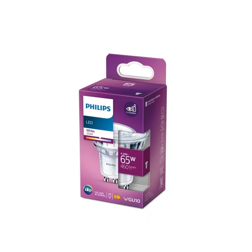 LED Spuldze Philips PAR16 GU10/4,9W/230V 3000K