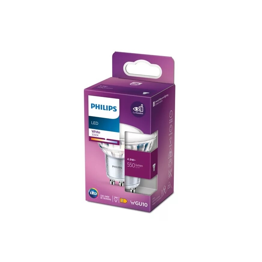 LED Spuldze Philips PAR16 GU10/4,9W/230V 3000K