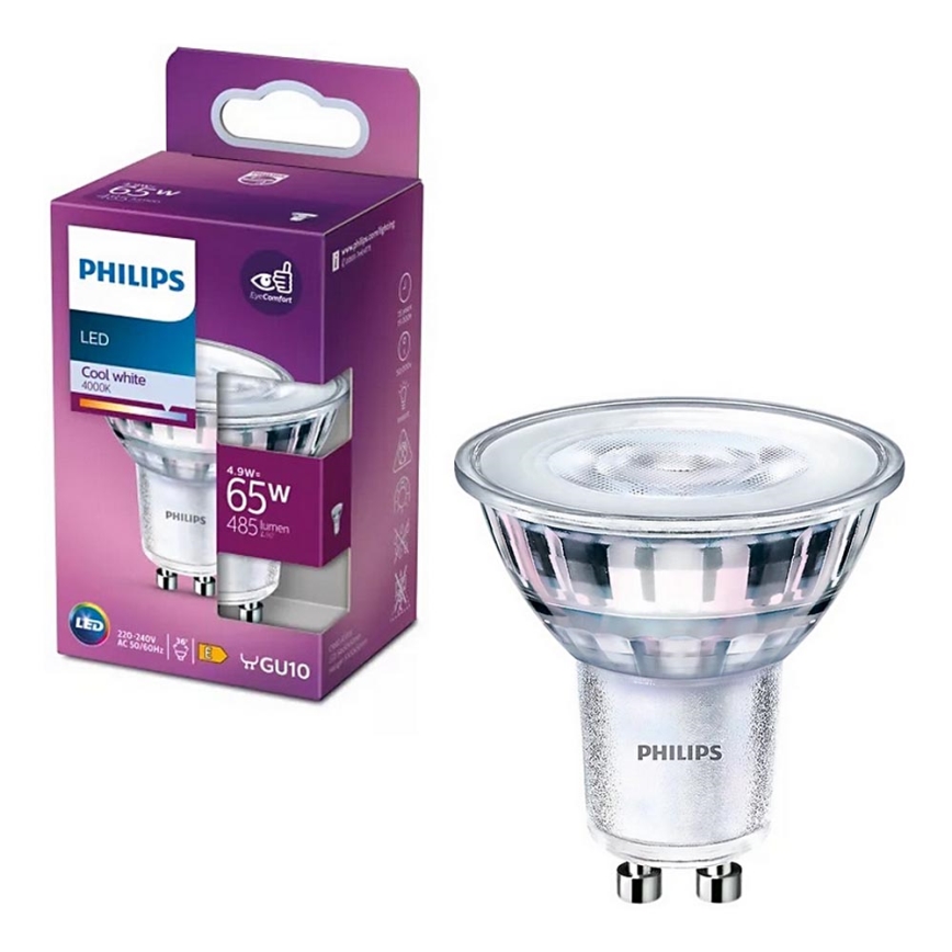 LED Spuldze Philips PAR16 GU10/4,9W/230V 4000K