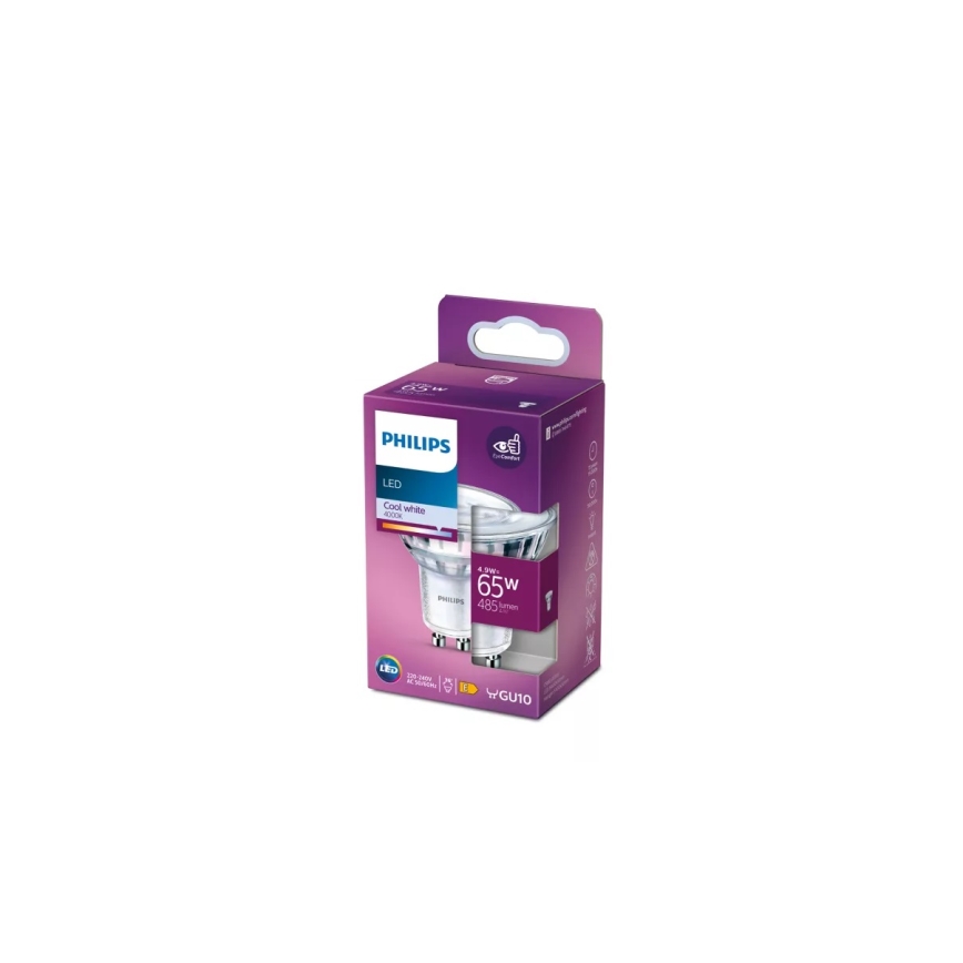 LED Spuldze Philips PAR16 GU10/4,9W/230V 4000K