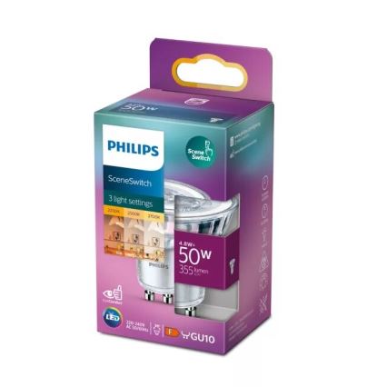 LED Spuldze Philips SCENE SWITCH PAR16 GU10/4,8W/230V 2200/2500/2700K