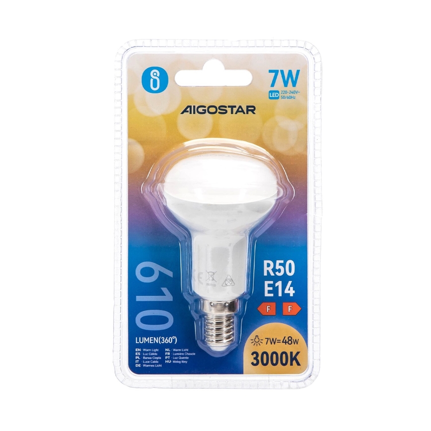 LED Spuldze R50 E14/7W/230V 3000K - Aigostar