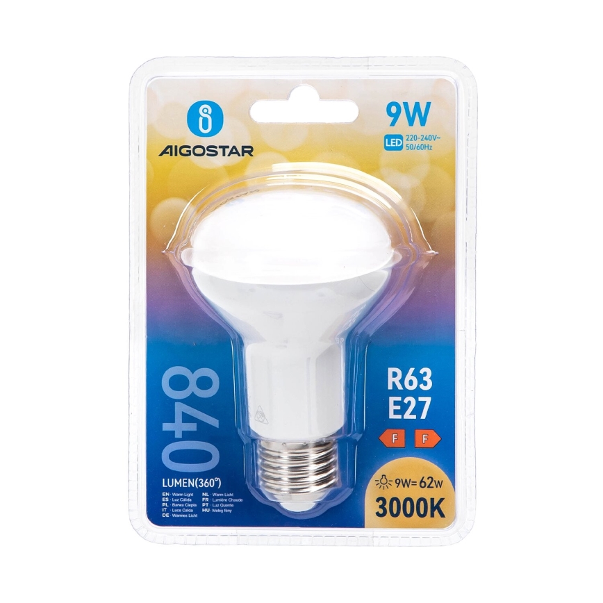 LED Spuldze R63 E27/9W/230V 3000K - Aigostar