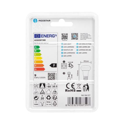 LED Spuldze R63 E27/9W/230V 3000K - Aigostar