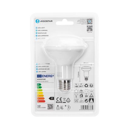 LED Spuldze R80 E27/12W/230V 3000K - Aigostar