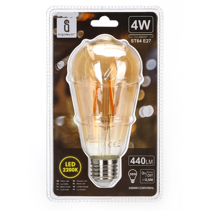 LED spuldze ST64 E27/4W/230V 2200K - Aigostar