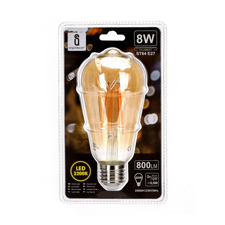 LED spuldze ST64 E27/8W/230V 2200K - Aigostar