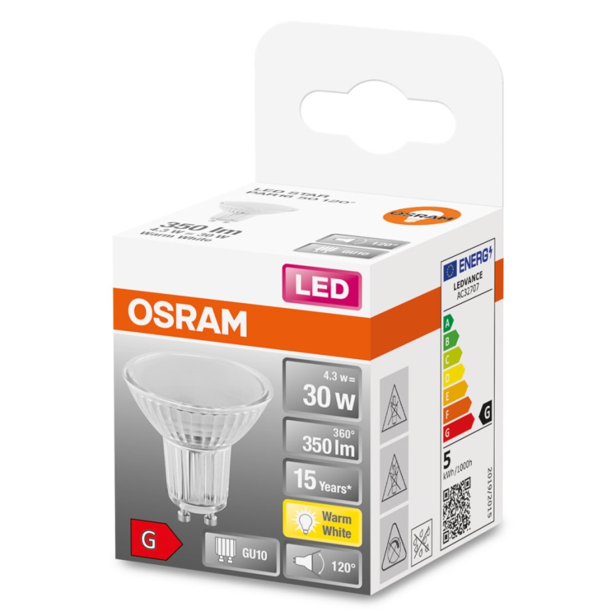 LED Spuldze STAR PAR16 GU10/4,3W/230V 2700K 120° - Osram