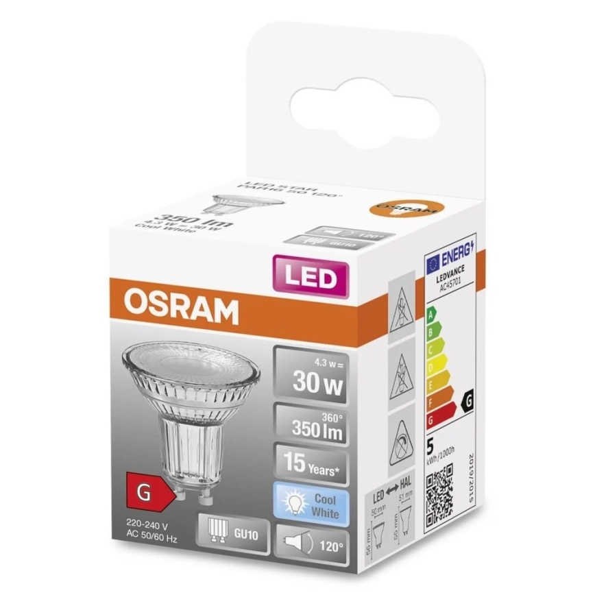 LED Spuldze STAR PAR16 GU10/4,3W/230V 4000K 120° - Osram