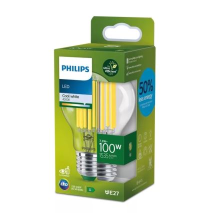 LED spuldze ULTRAEFFICIENT FILAMENT Philips A60 E27/7,3W/230V 4000K