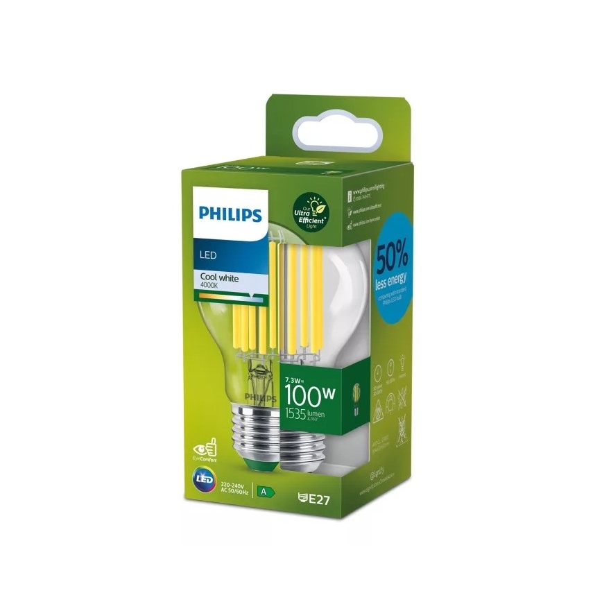 LED spuldze ULTRAEFFICIENT FILAMENT Philips A60 E27/7,3W/230V 4000K