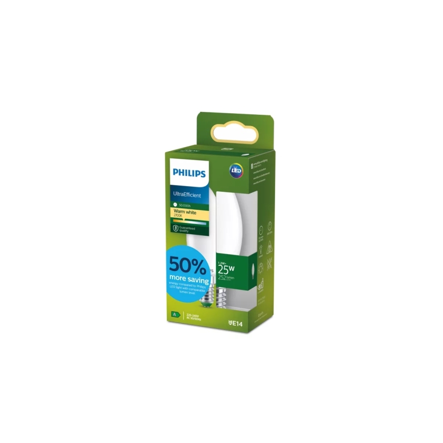 LED spuldze ULTRAEFFICIENT Philips B35 E14/1,2W/230V 2700K