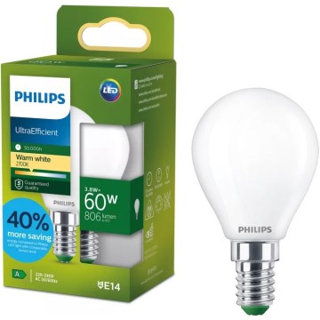 LED spuldze ULTRAEFFICIENT Philips P45 E14/3,8W/230V 2700K