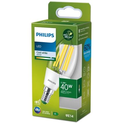 LED spuldze ULTRAEFFICIENT VINTAGE Philips B35 E14/2,3W/230V 4000K