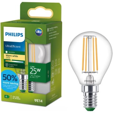 LED spuldze ULTRAEFFICIENT VINTAGE Philips P45 E14/1,2W/230V 2700K