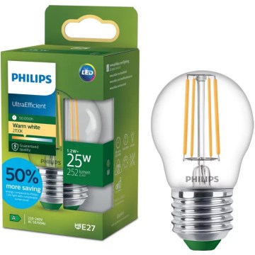 LED spuldze ULTRAEFFICIENT VINTAGE Philips P45 E27/1,2W/230V 2700K
