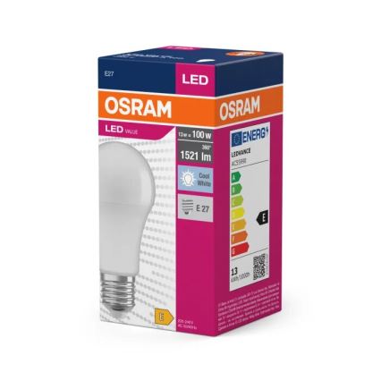 LED Spuldze VALUE A100 E27/13W/230V 4000K - Osram
