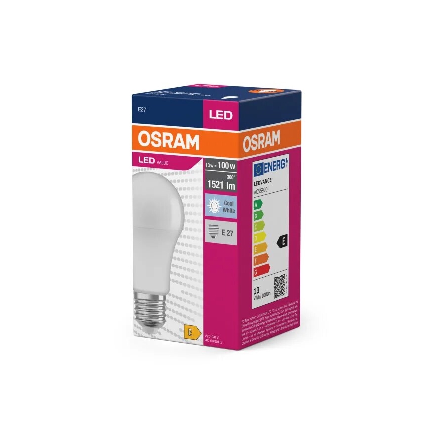 LED Spuldze VALUE A100 E27/13W/230V 4000K - Osram