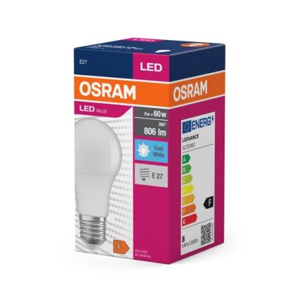 LED Spuldze VALUE A60 E27/8W/230V 4000K - Osram