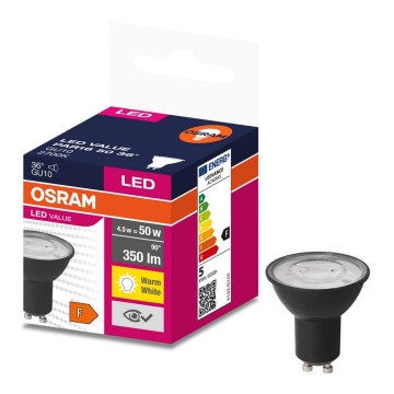 LED Spuldze VALUE PAR16 GU10/4,5W/230V 2700K 36° melna - Ledvance