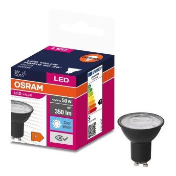 LED Spuldze VALUE PAR16 GU10/4,5W/230V 6500K 36° melna - Osram