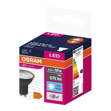LED Spuldze VALUE PAR16 GU10/6,9W/230V 4000K 120° melna - Osram