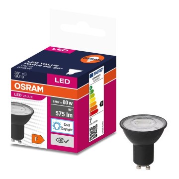 LED Spuldze VALUE PAR16 GU10/6,9W/230V 4000K 36° melna - Ledvance