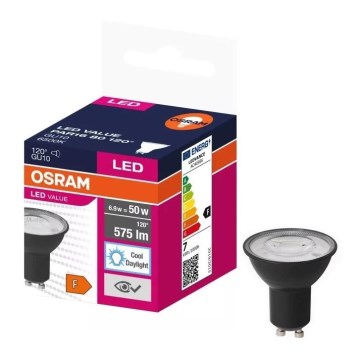 LED Spuldze VALUE PAR16 GU10/6,9W/230V 6500K 120° melna - Ledvance