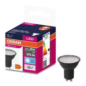 LED Spuldze VALUE PAR16 GU10/6,9W/230V 6500K 36° melna - Osram