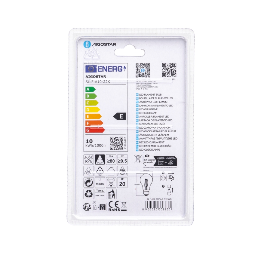 LED spuldze VINTAGE A60 E27/10W/230V 2200K - Aigostar