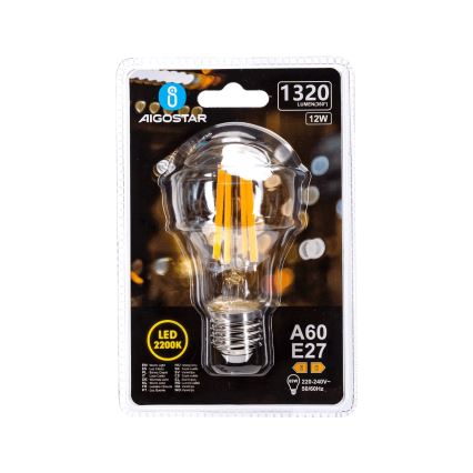 LED spuldze VINTAGE A60 E27/12W/230V 2200K - Aigostar