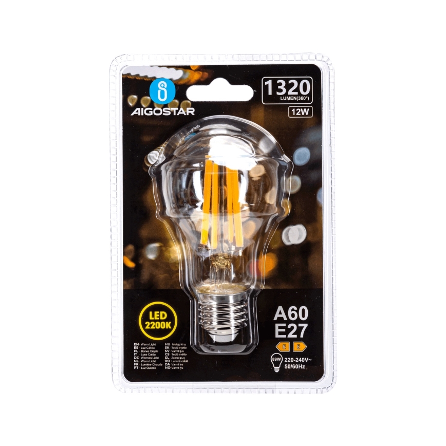 LED spuldze VINTAGE A60 E27/12W/230V 2200K - Aigostar