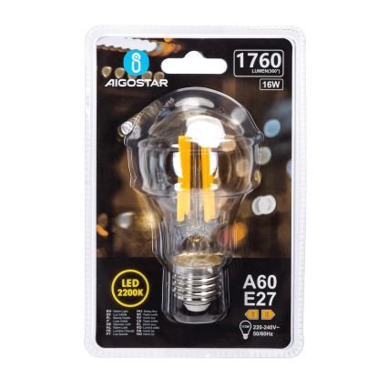 LED spuldze VINTAGE A60 E27/16W/230V 2200K - Aigostar