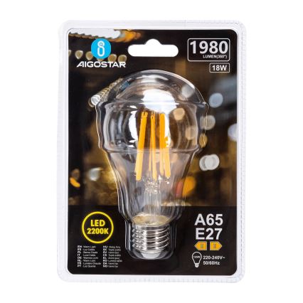 LED spuldze VINTAGE A65 E27/18W/230V 2200K - Aigostar
