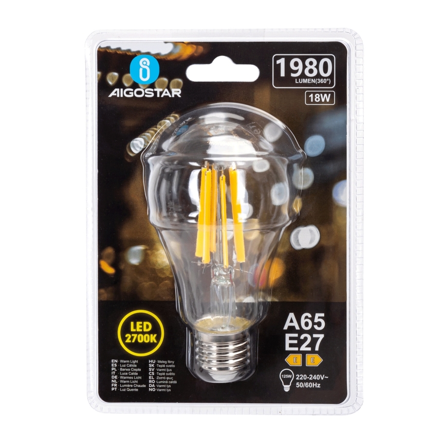 LED spuldze VINTAGE A65 E27/18W/230V 2700K - Aigostar