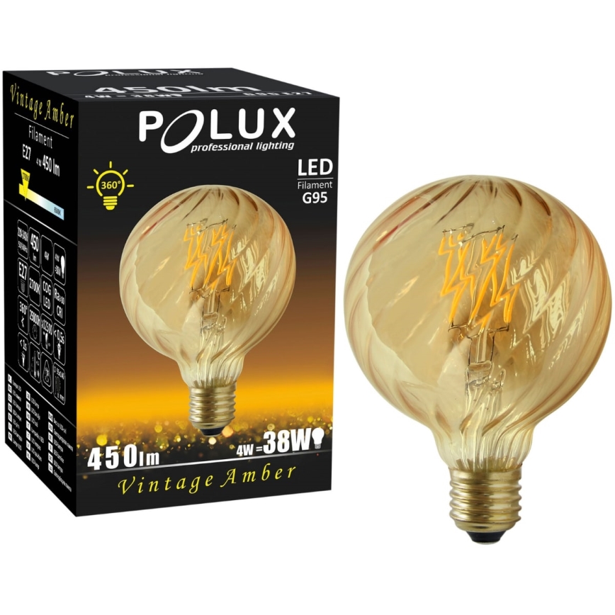 LED Spuldze VINTAGE AMBER G95 E27/4W/230V 2700K