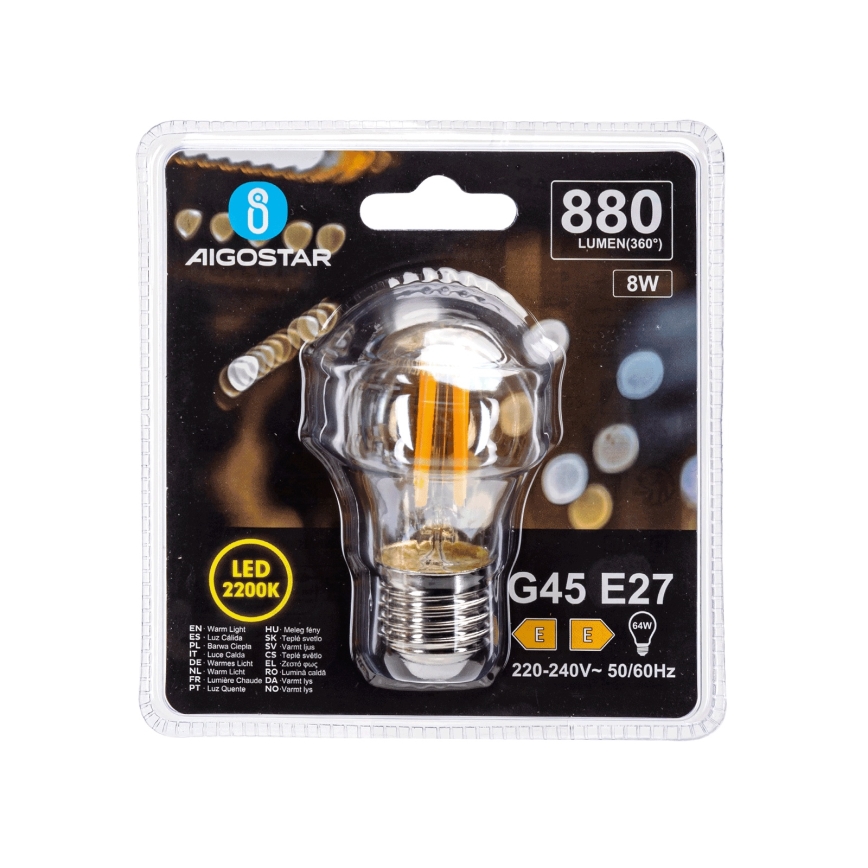 LED spuldze VINTAGE G45 E27/8W/230V 2200K - Aigostar