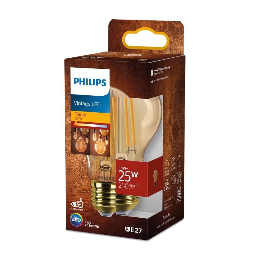 LED Spuldze VINTAGE Philips A60 E27/3,1W/230V 1800K