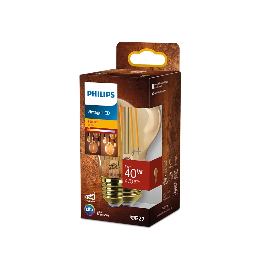 LED Spuldze VINTAGE Philips A60 E27/7W/230V 1800K
