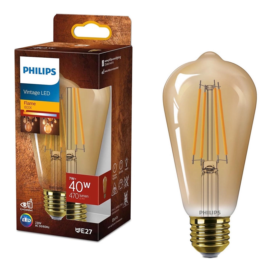 LED Spuldze VINTAGE Philips ST64 E27/7W/230V 1800K