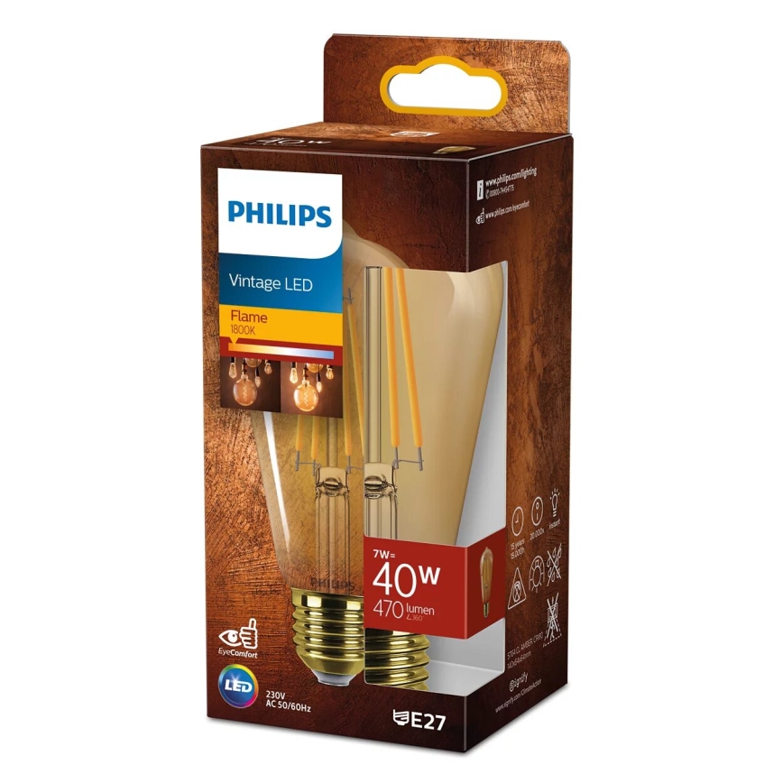 LED Spuldze VINTAGE Philips ST64 E27/7W/230V 1800K