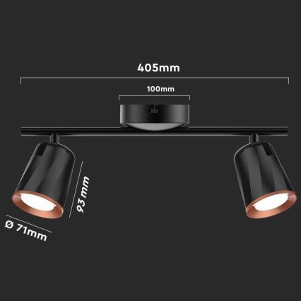 LED Starmetis 2xLED/5W/230V 3000K melns