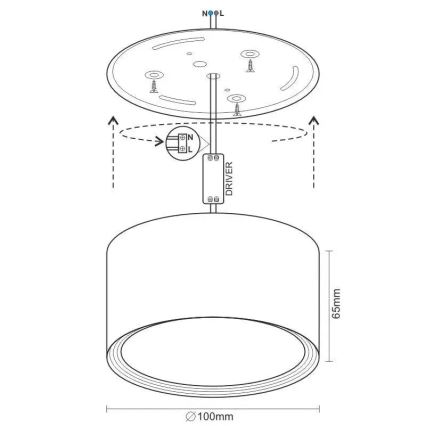 LED Starmetis LED/12W/230V 4000K d. 10 cm melna