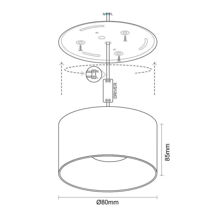 LED Starmetis LED/12W/230V 4000K d. 8 cm balta