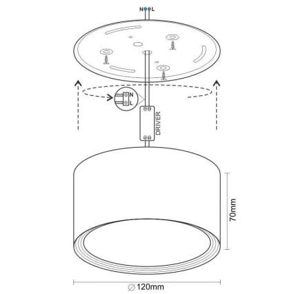 LED Starmetis LED/14W/230V 4000K d. 12 cm balta