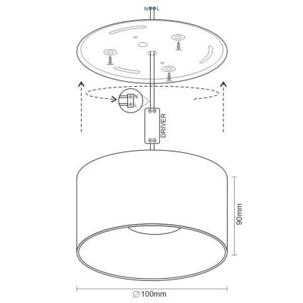 LED Starmetis LED/16W/230V 4000K d. 10 cm melna