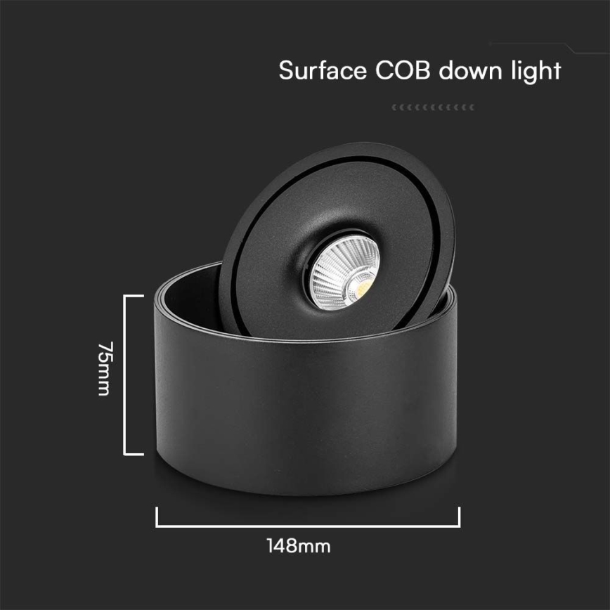 LED Elastīgs Starmetis LED/20W/230V 3000/4000/6400K CRI 90 melna