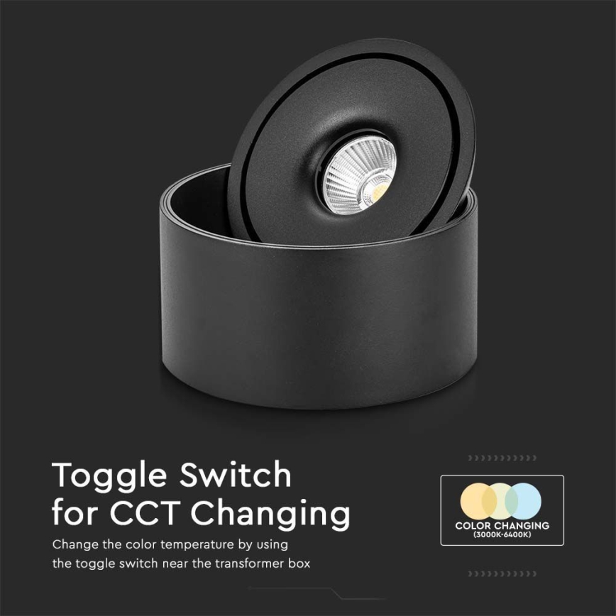 LED Elastīgs Starmetis LED/28W/230V 3000/4000/6400K CRI 90 melna